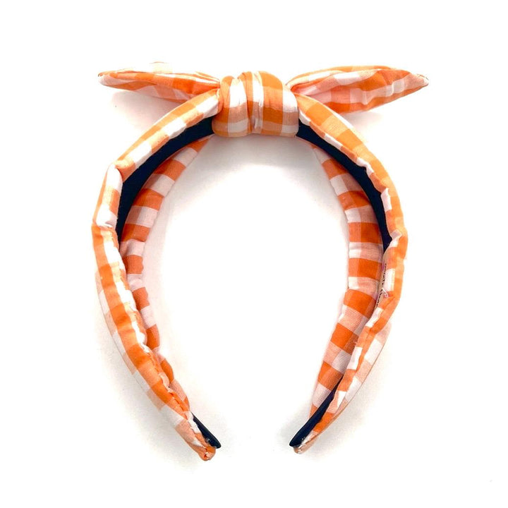 Orange and White Gingham Bow Knot Headband — view 5 of 5 by Saints Headbands