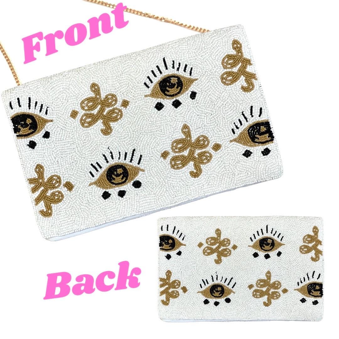 Boho Evil Eye Beaded Clutch &amp; Crossbody Bag