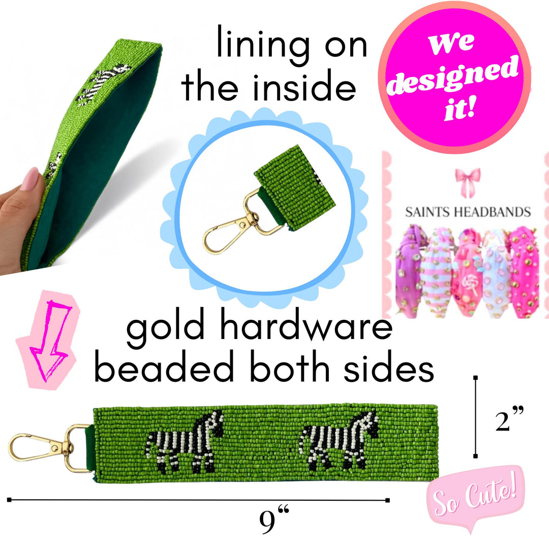 Preppy Beaded Wristlet Keychain & Bag Charm