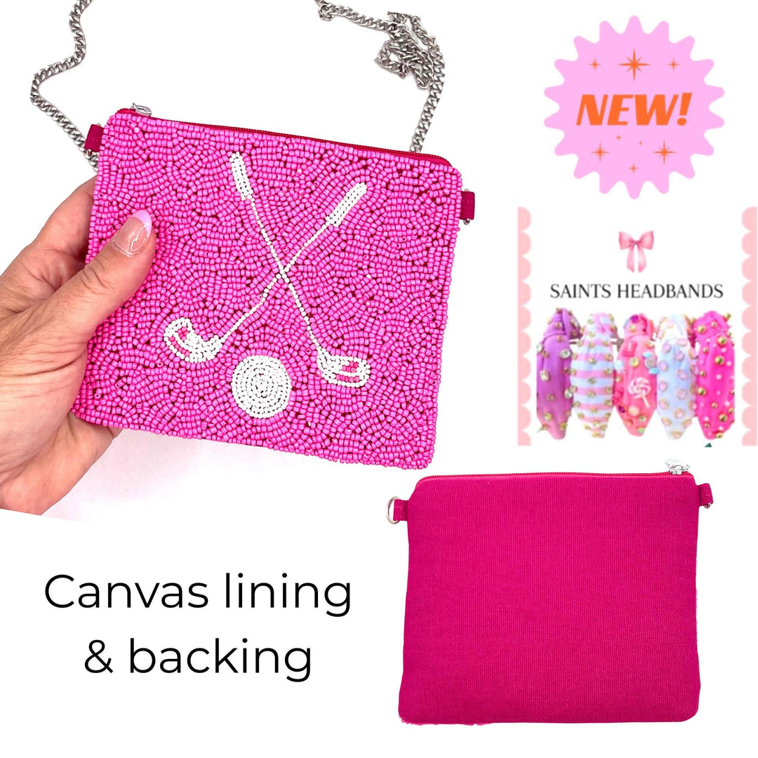 Pink Golf Beaded Coin Purse