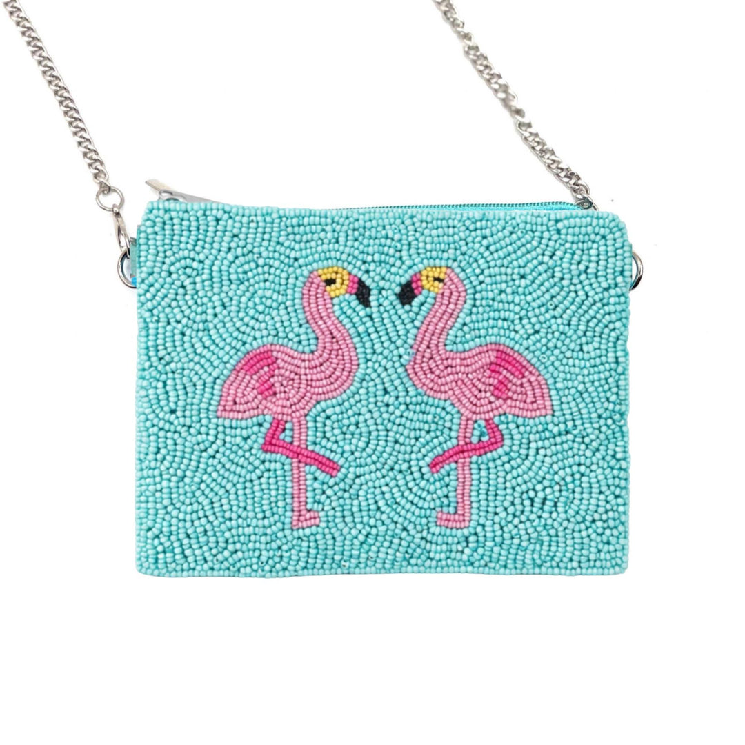 Pink Flamingo Beaded Coin Purse