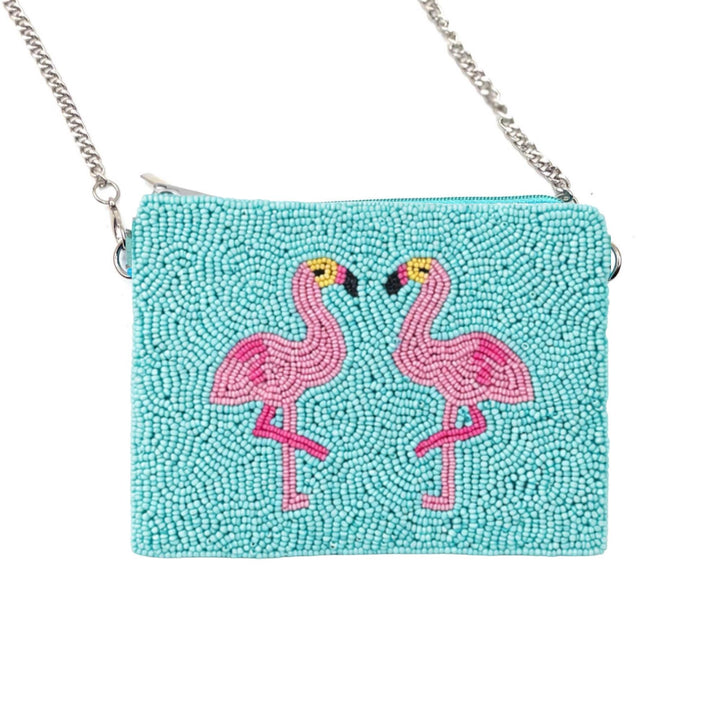 Pink Flamingo Beaded Coin Purse