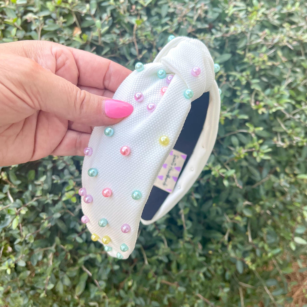 Easter Pearl Beaded Headband — view 2 of 6 by Saints Headbands