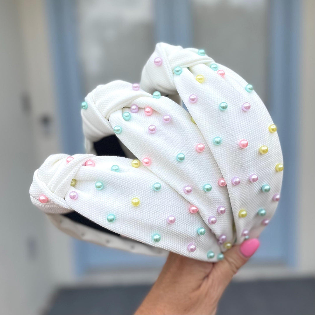 Easter Pearl Beaded Headband — main view by Saints Headbands