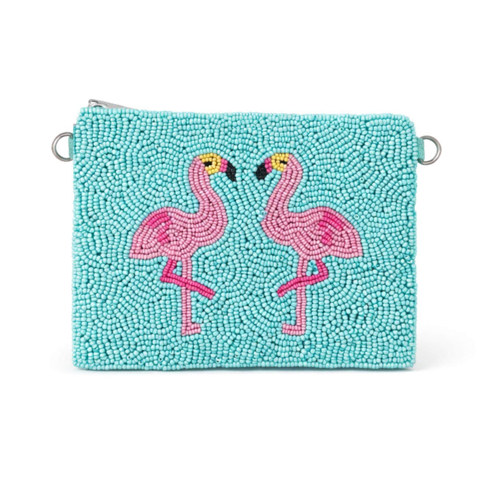 Pink Flamingo Beaded Coin Purse