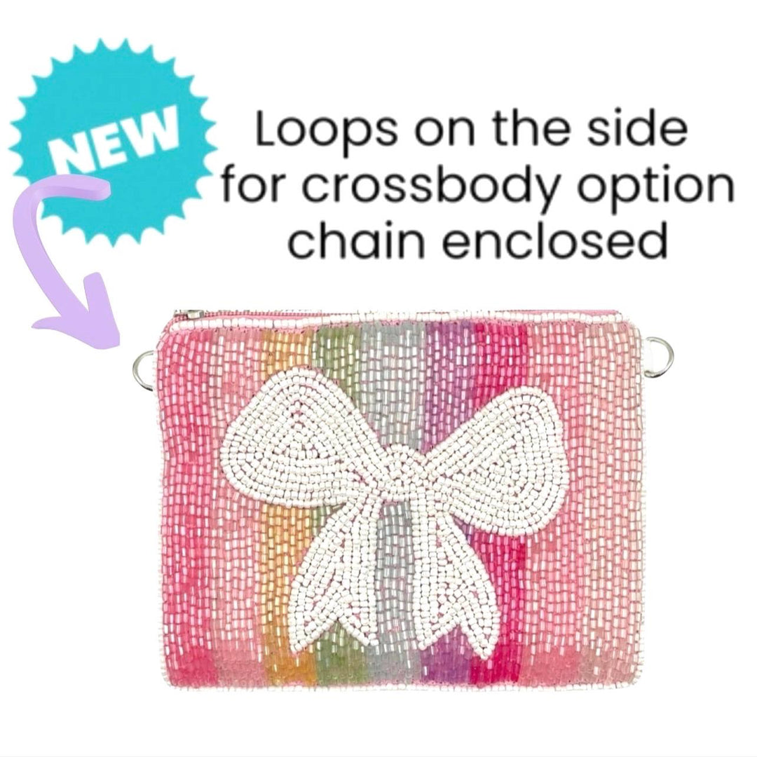 Preppy Beaded Bow Coin Purses