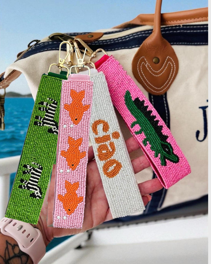 Preppy Beaded Wristlet Keychain & Bag Charm