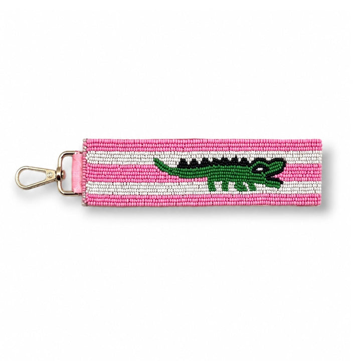 Striped Alligator Wristlet Keychain