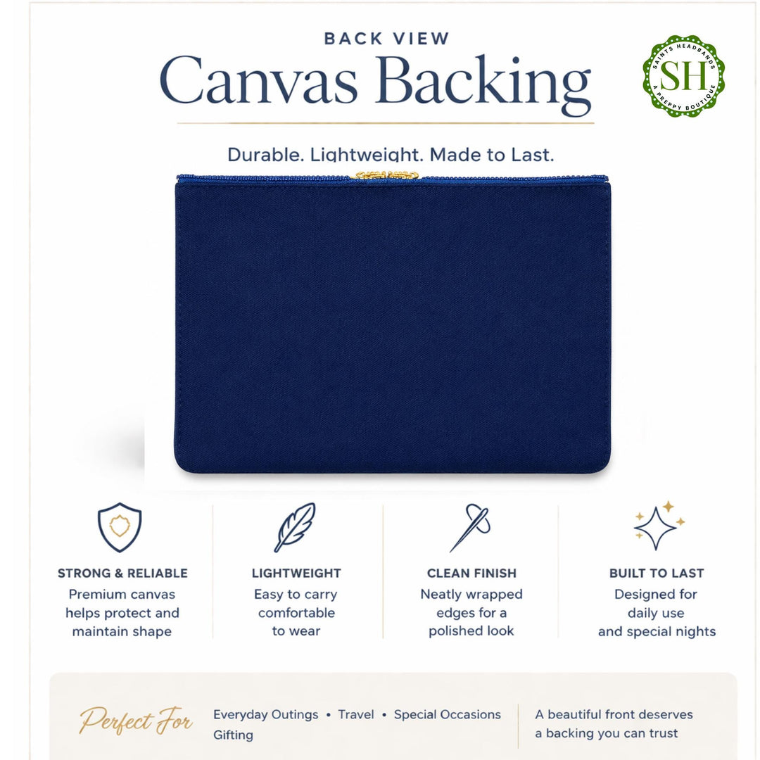 Navy Citrus Orange Beaded Clutch &amp; Statement Bag