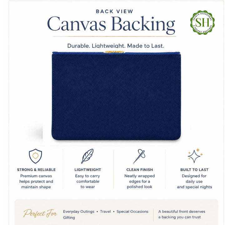 Navy Citrus Orange Beaded Clutch &amp; Statement Bag
