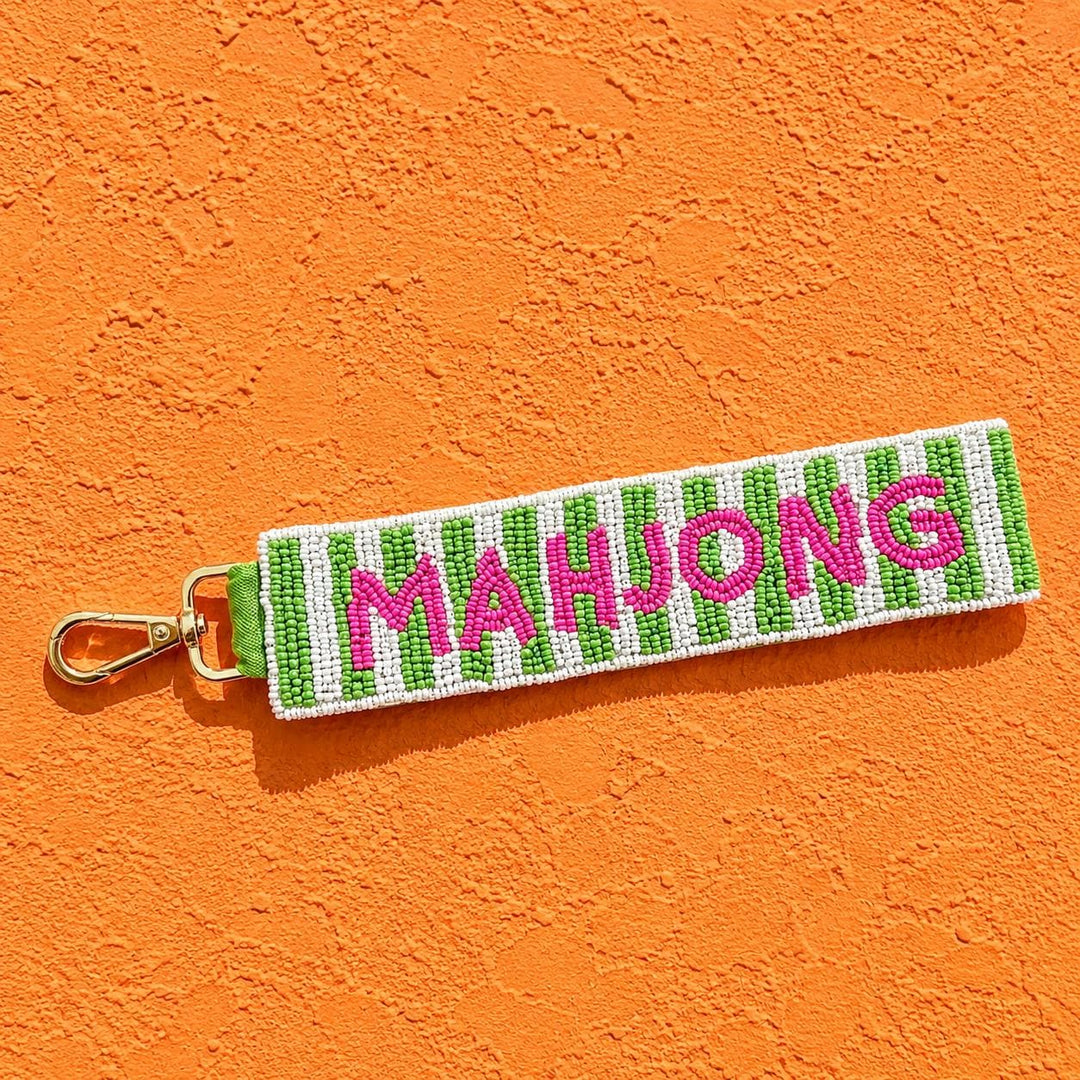 Mahjong Beaded Wristlet Keychain
