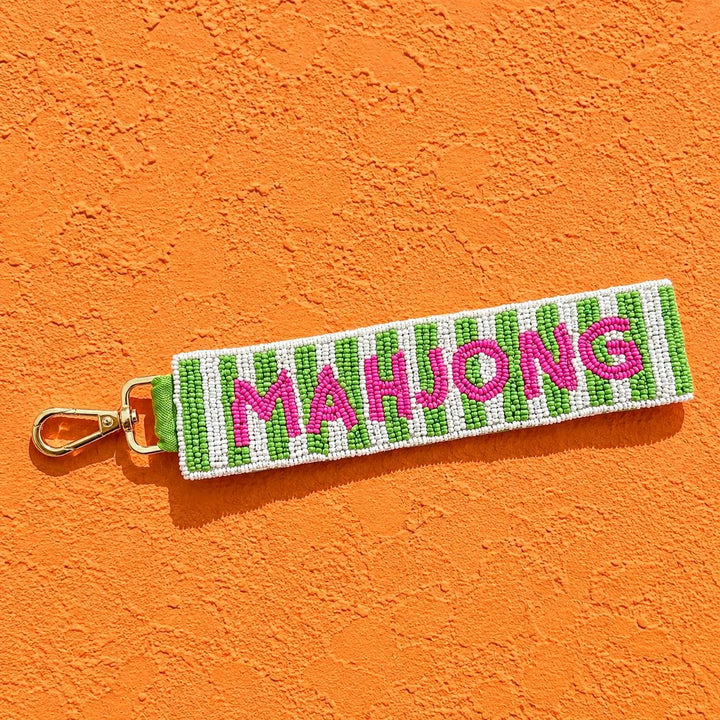 Mahjong Beaded Wristlet Keychain