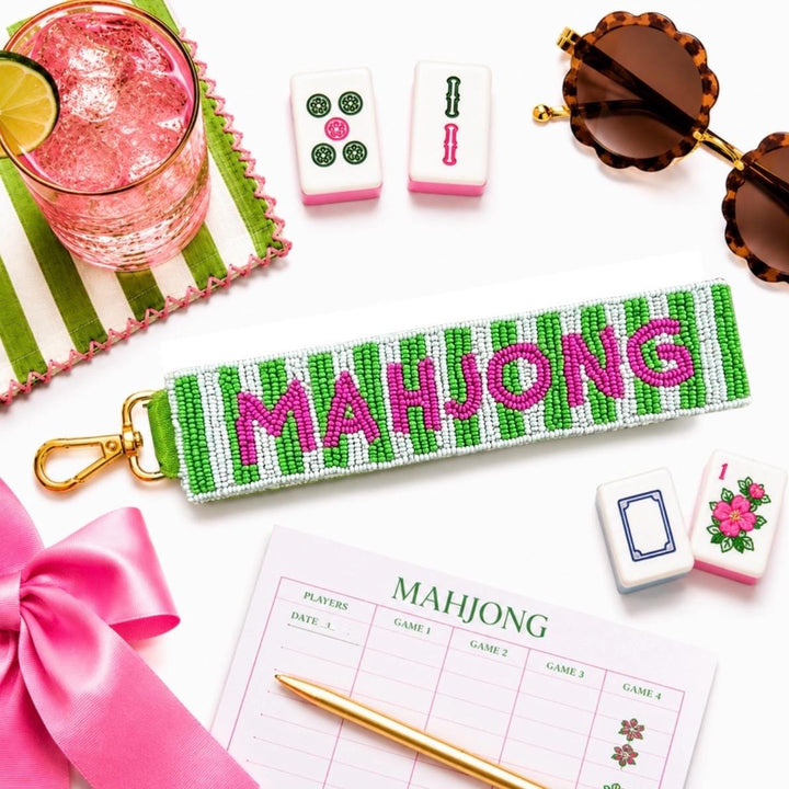 Mahjong Beaded Wristlet Keychain