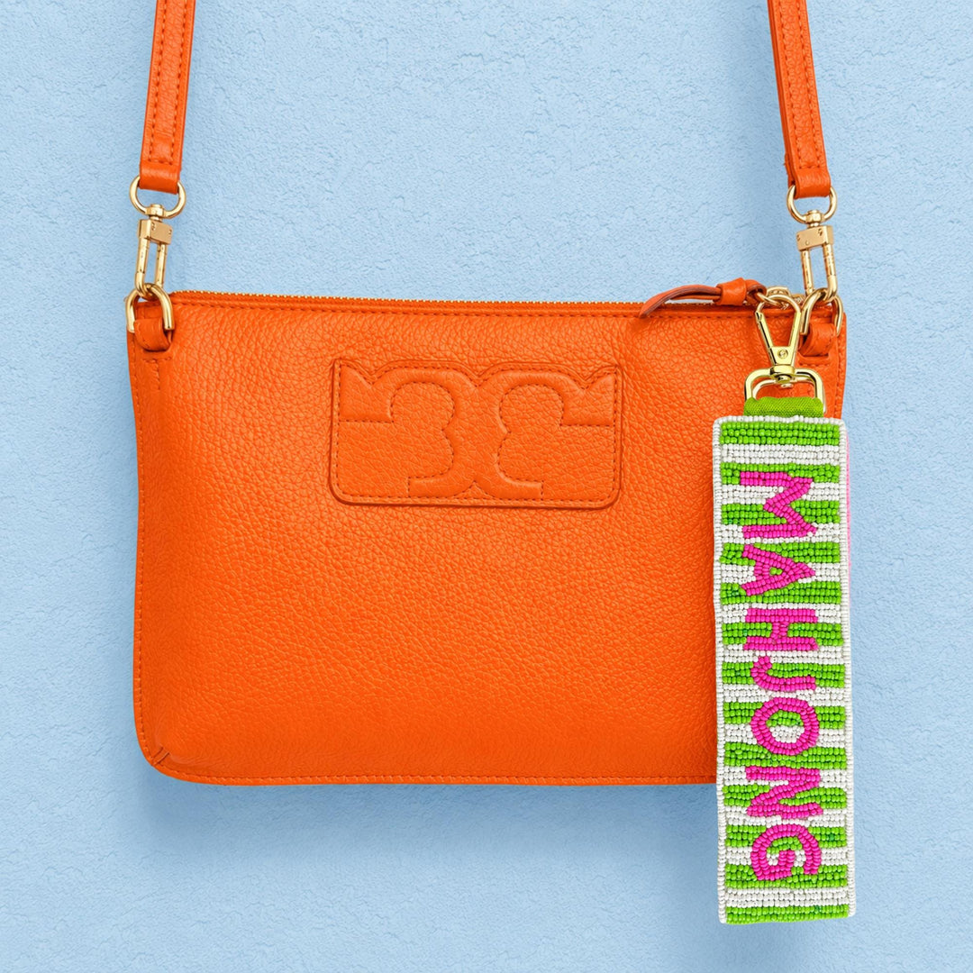 Mahjong Beaded Wristlet Keychain