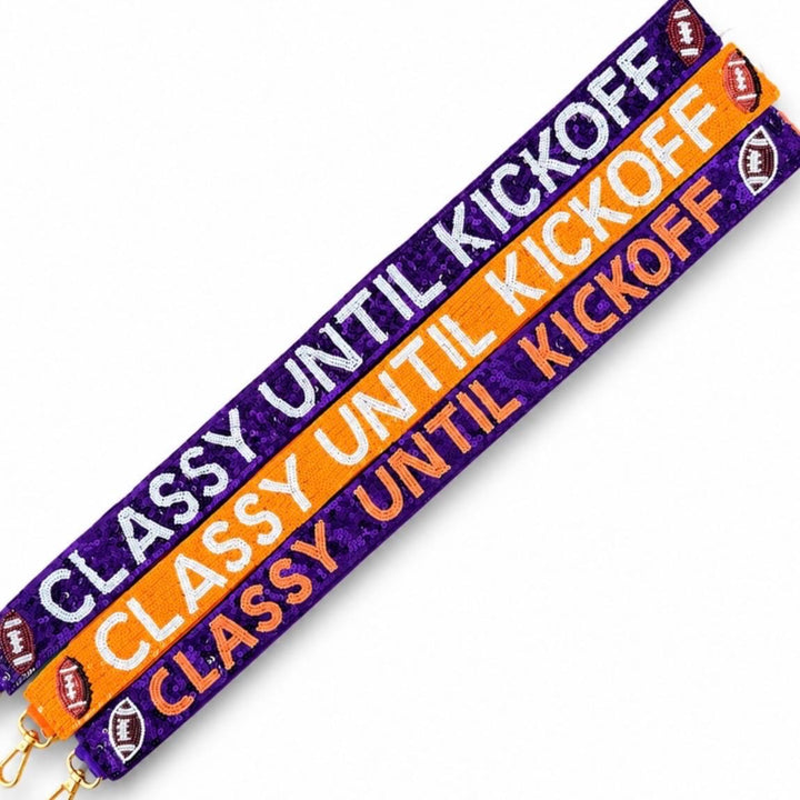 "Classy Until Kickoff" Beaded Game Day Purse Strap