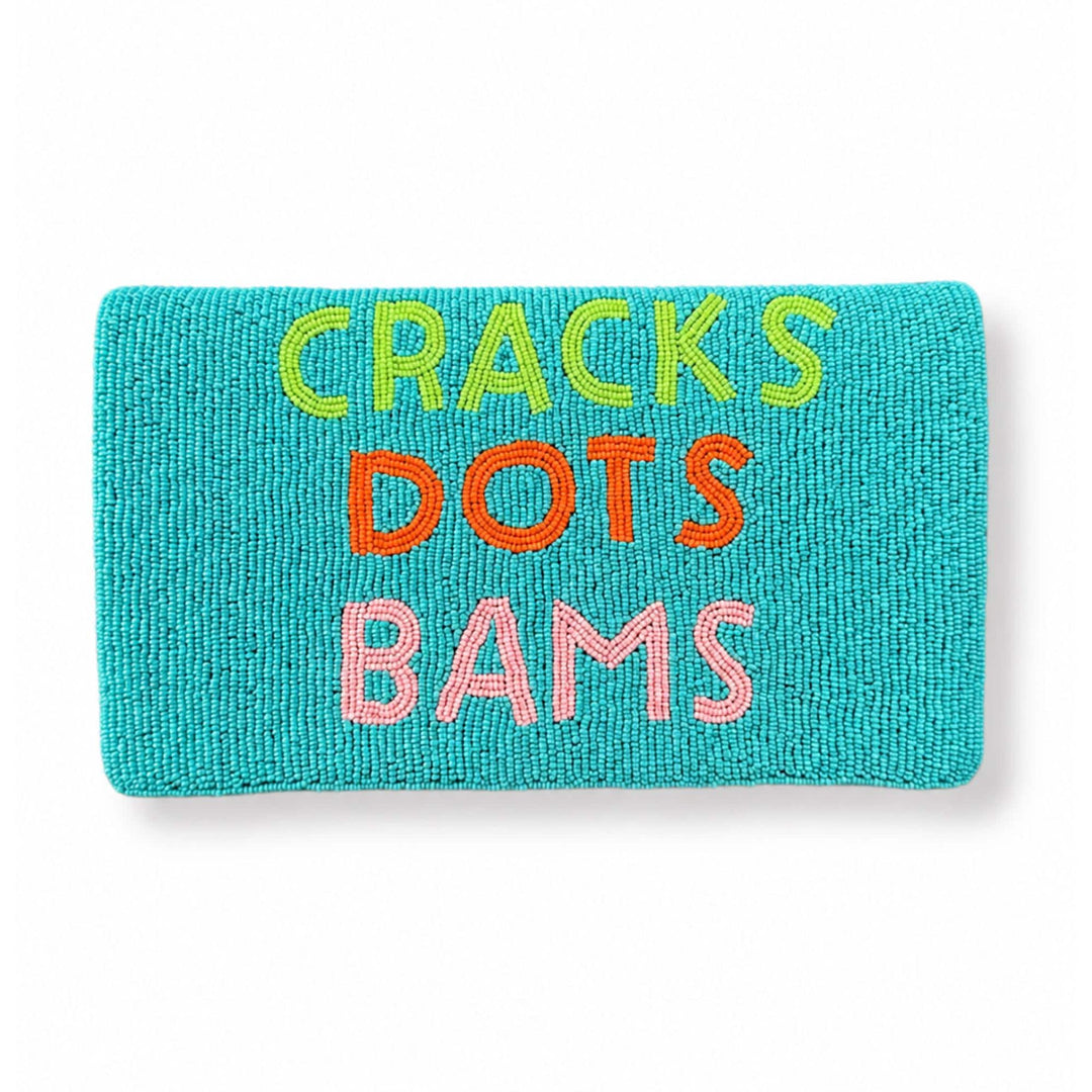 Title: "Cracks Dots Bams" Mahjong Beaded Clutch