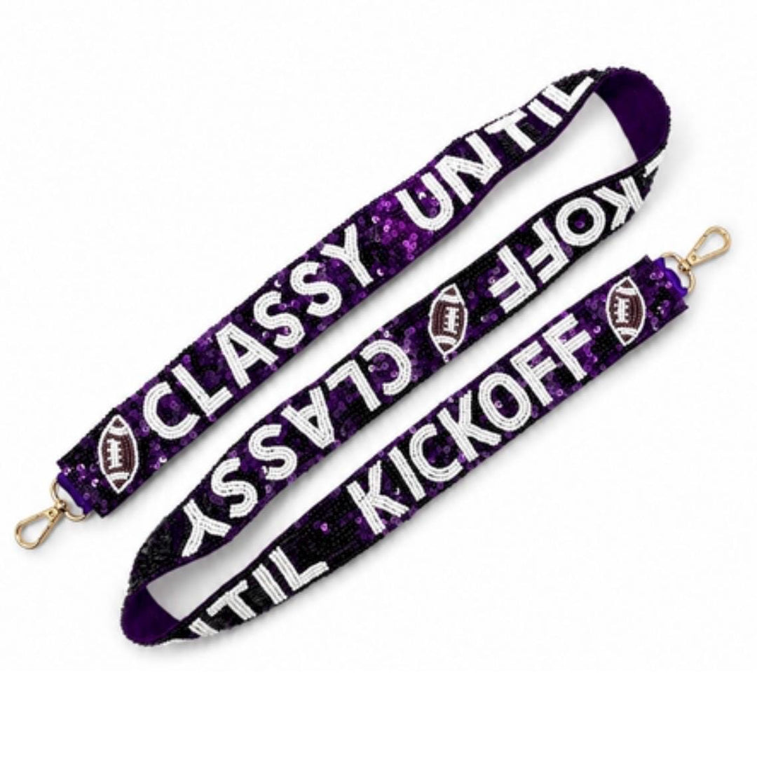 "Classy Until Kickoff" Beaded Game Day Purse Strap