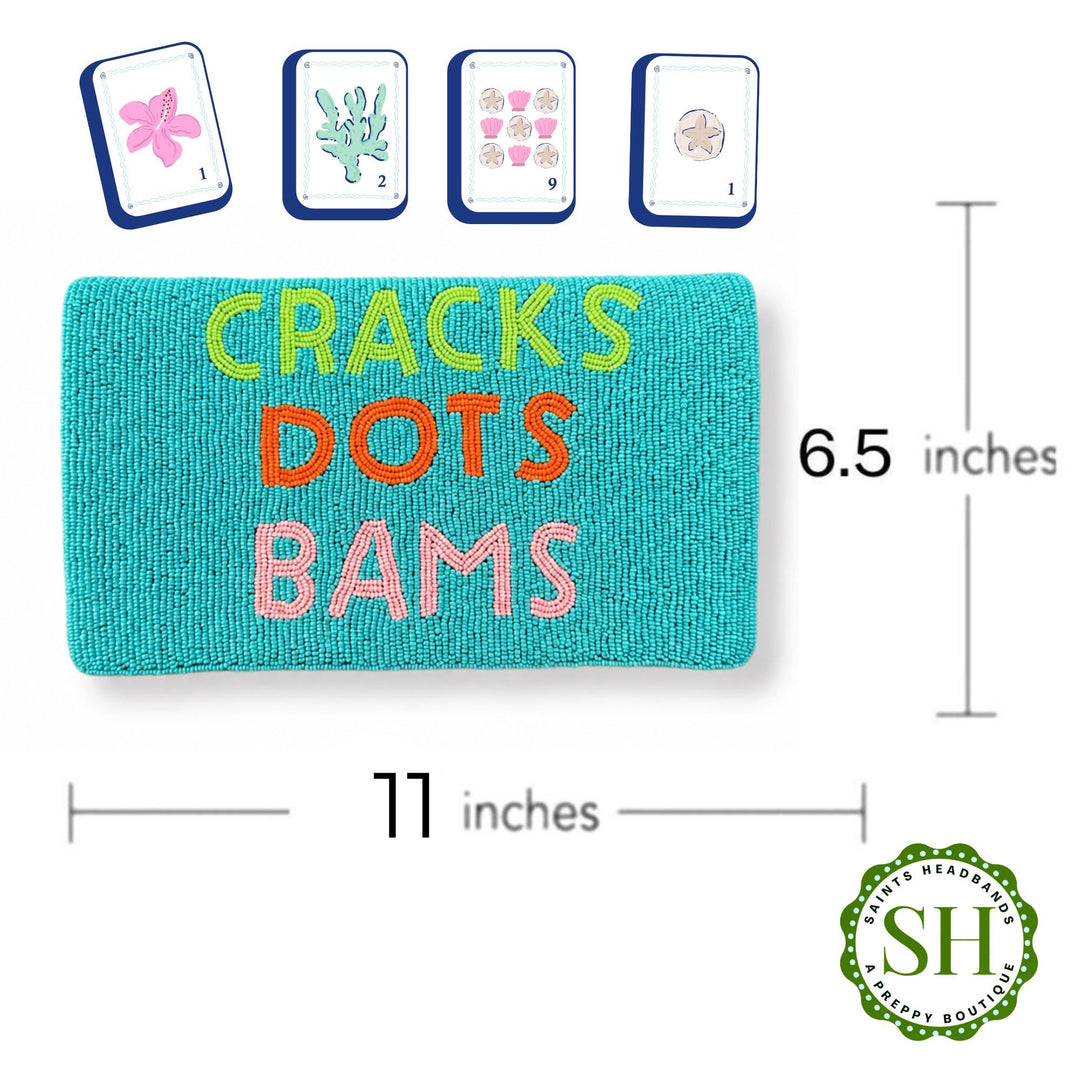 Title: "Cracks Dots Bams" Mahjong Beaded Clutch