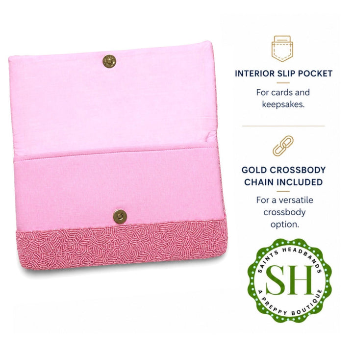 Pink Mahjong Beaded Clutch — view 5 of 5 by Saints Headbands