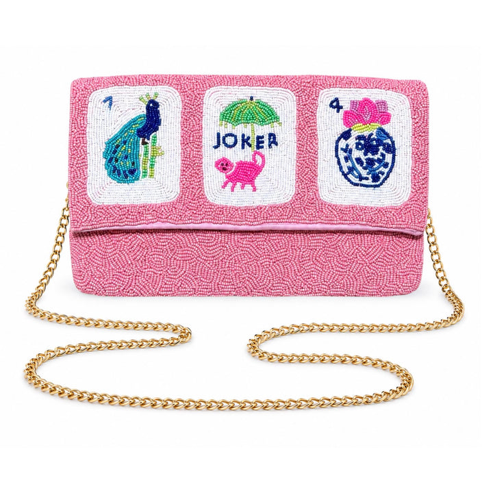 Pink Mahjong Beaded Clutch — view 3 of 5 by Saints Headbands
