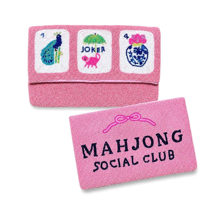 Pink Mahjong Beaded Clutch — view 2 of 5 by Saints Headbands