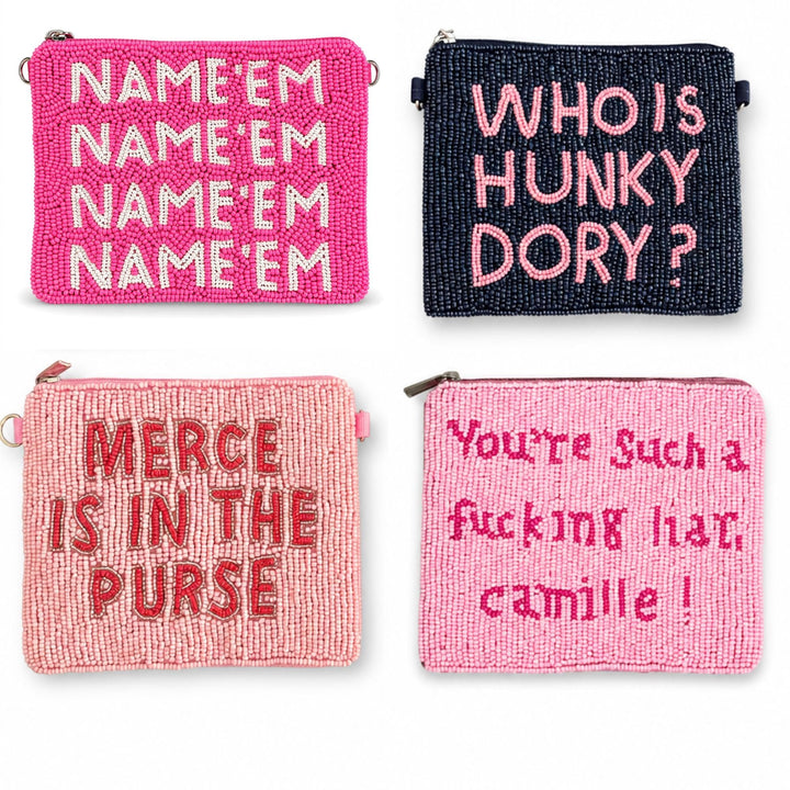 Real Housewives Beaded Coin Purse Collection — designs: Name&