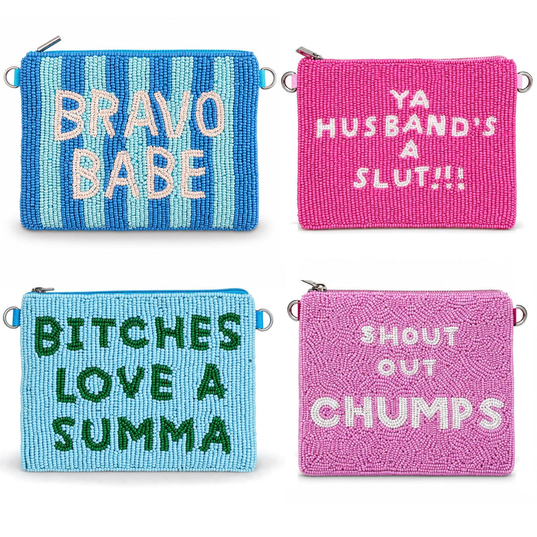 Real Housewives Beaded Coin Purse Collection — designs: Bravo Babe, Ya Husband&