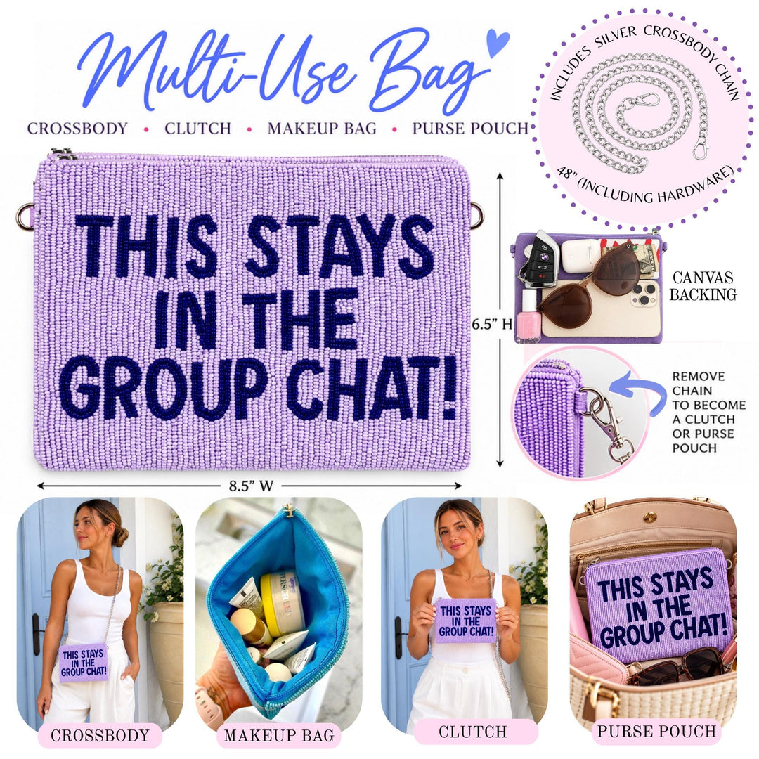 This Stays In The Group Chat Large Beaded Coin Purse