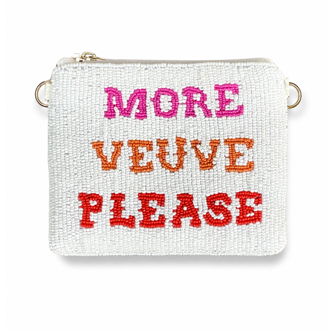 More Veuve Please Beaded Coin Purse