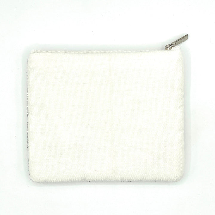 White pouch with a zipper on a white background
