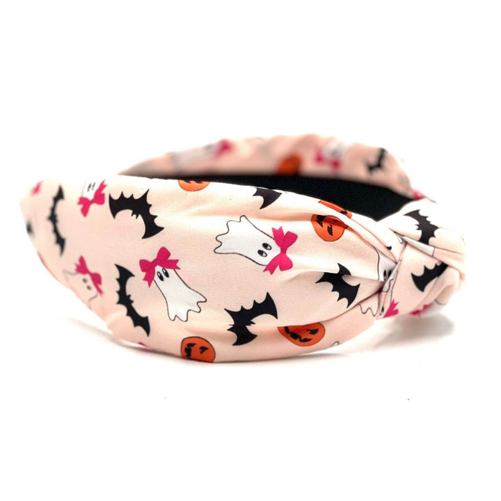 Headband with Halloween-themed pattern on a white background