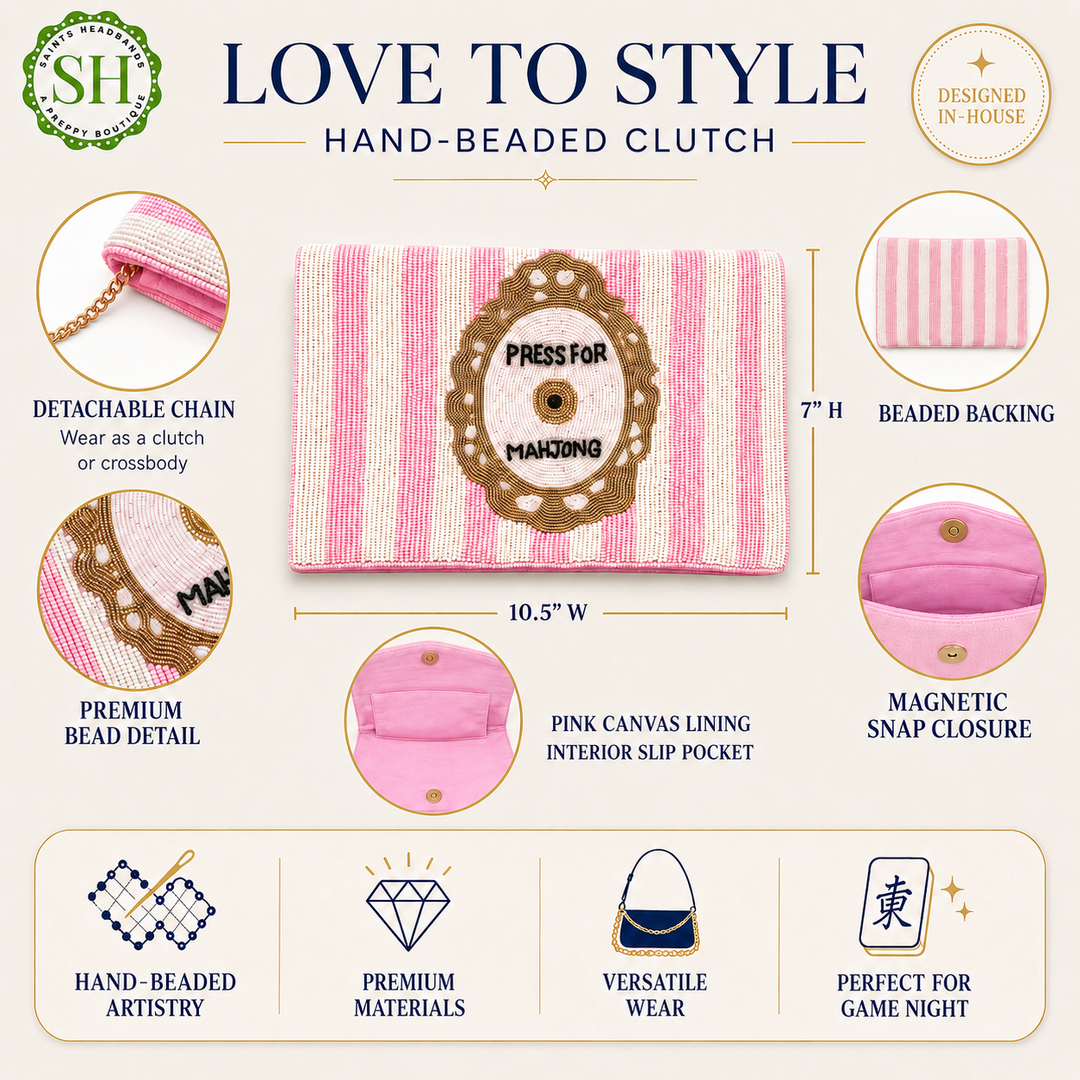 Press for Mahjong Beaded Pouch &amp; Clutch