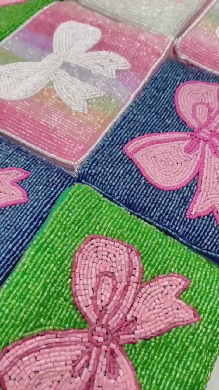 Preppy Beaded Bow Coin Purses