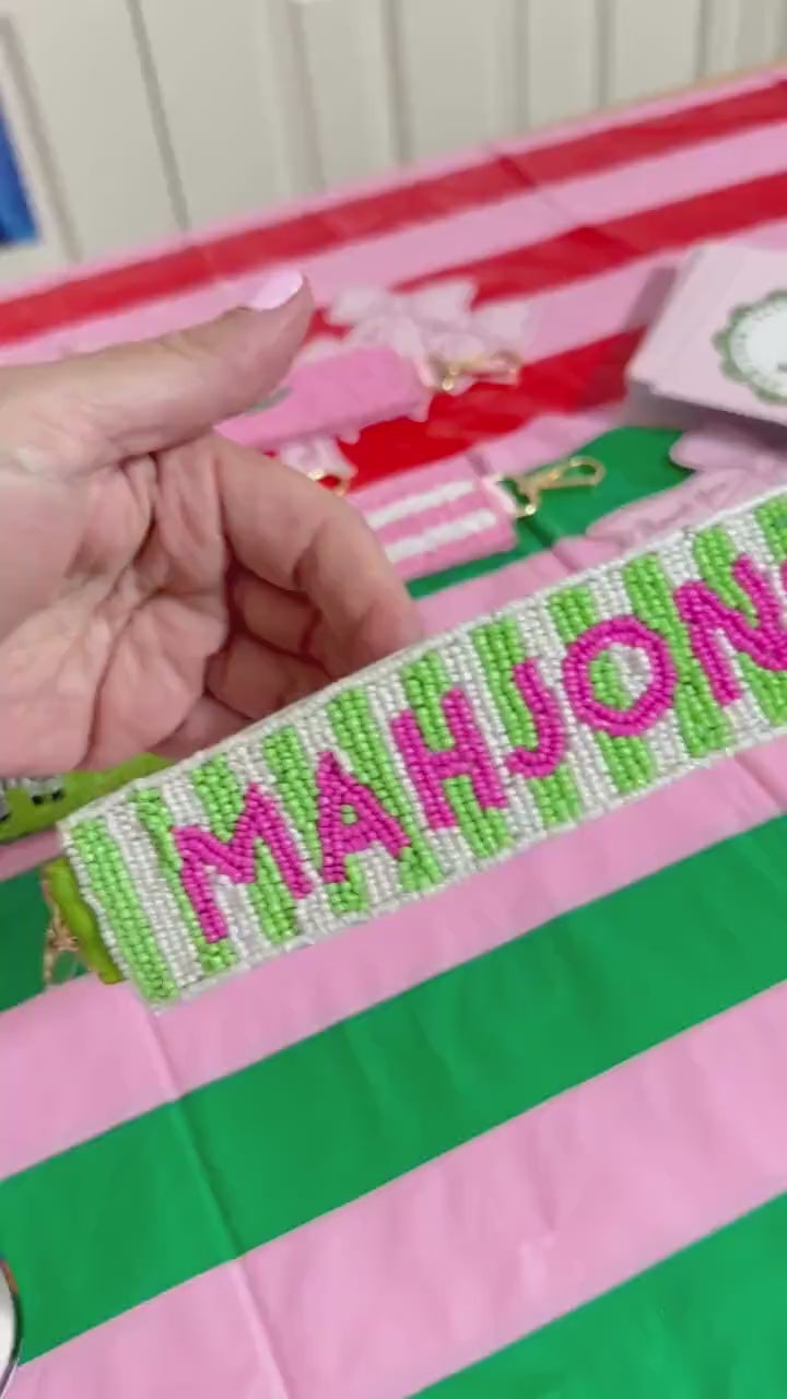 Mahjong Beaded Wristlet Keychain