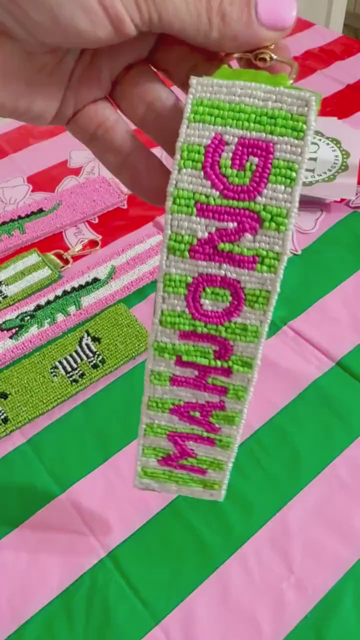 Mahjong Beaded Wristlet Keychain